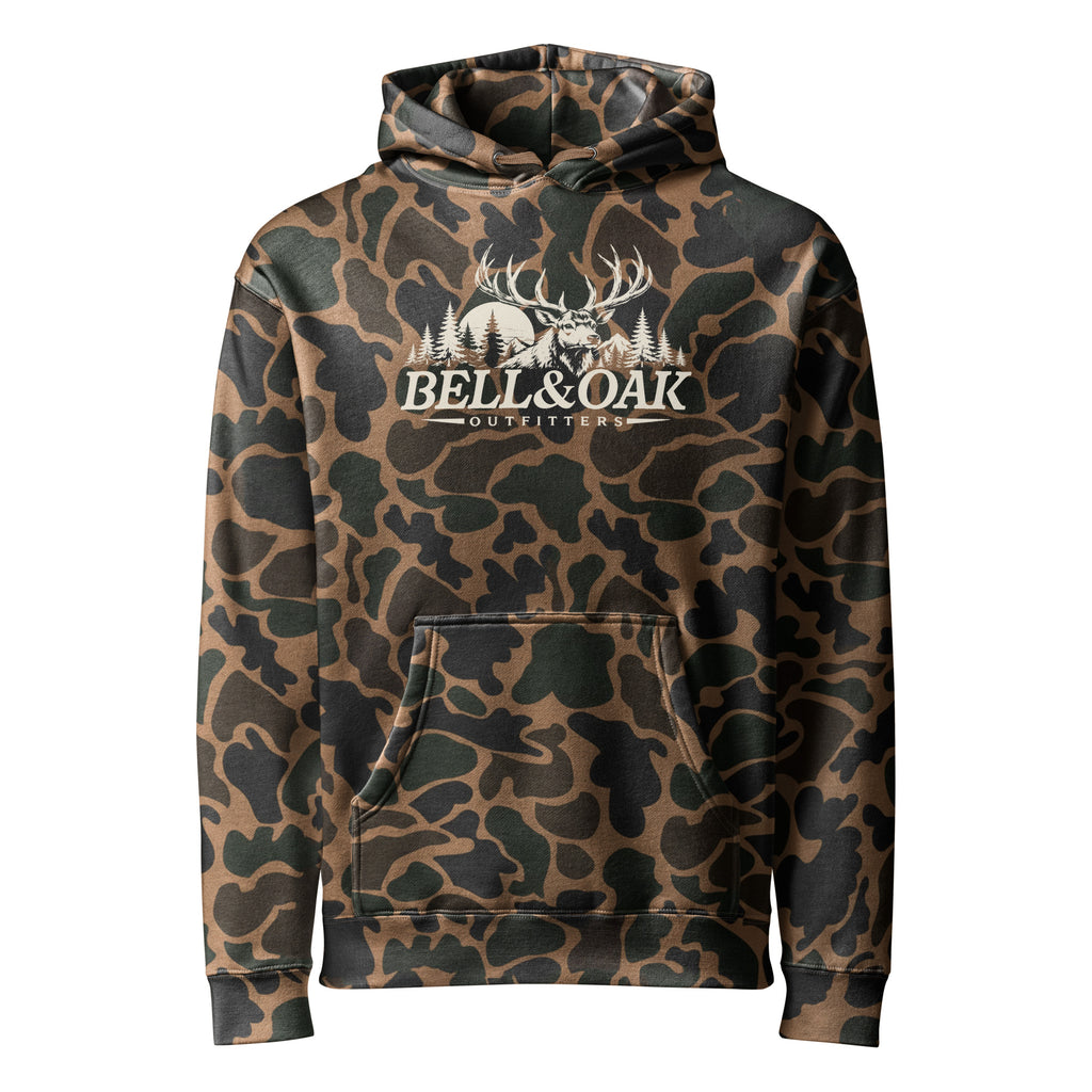 "Elk Hunter" Duck Camo Heavyweight Hoodie - Bell & Oak Outfitters
